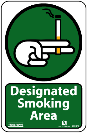 designated smoking area sign