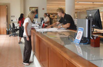 person being helped at counter